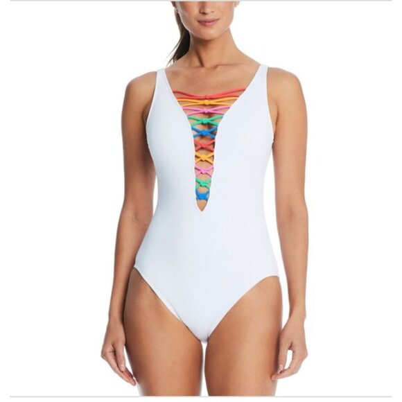 Bleu Rod Beattie Other - Bleu by Rod Beattie $99 Women's Core-Lace-Down Mio One-Piece Swimsuit Size 6